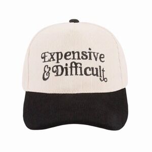 Expensive & Difficult Corduroy Baseball Cap Adjustable Black White Two-Tone